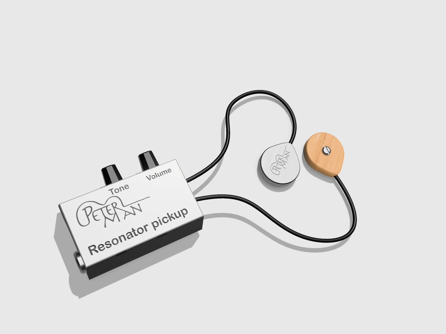 Pickup dual Internal resonator guitar 1xbass 1xtreble jack volume and tone - Peterman Acoustic Acoustic Pickup