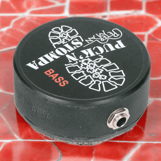 Puck'n stompa professional stomp box with jack output and bass sound. - Peterman Acoustic Music Stompbox
