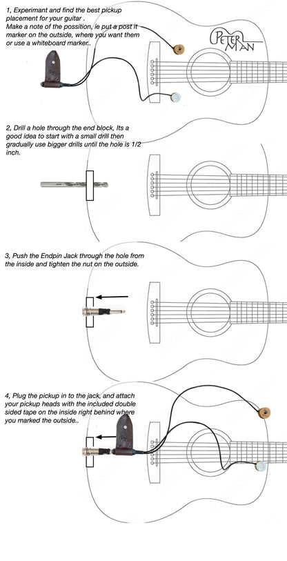 DIY end pin jack for pickup installation - Peterman Acoustic Acoustic Pickup