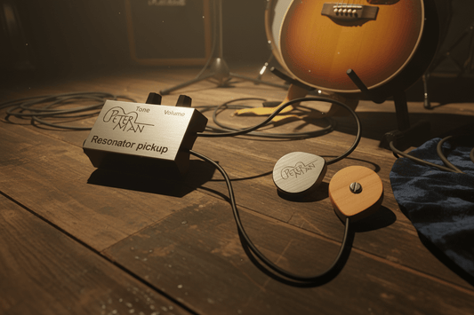 Pickup dual Internal resonator guitar 1xbass 1xtreble jack volume and tone - Peterman Acoustic Acoustic Pickup